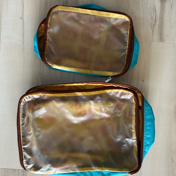 Turquoise and Brown Travel Luggage Set - Picture 9 of 16